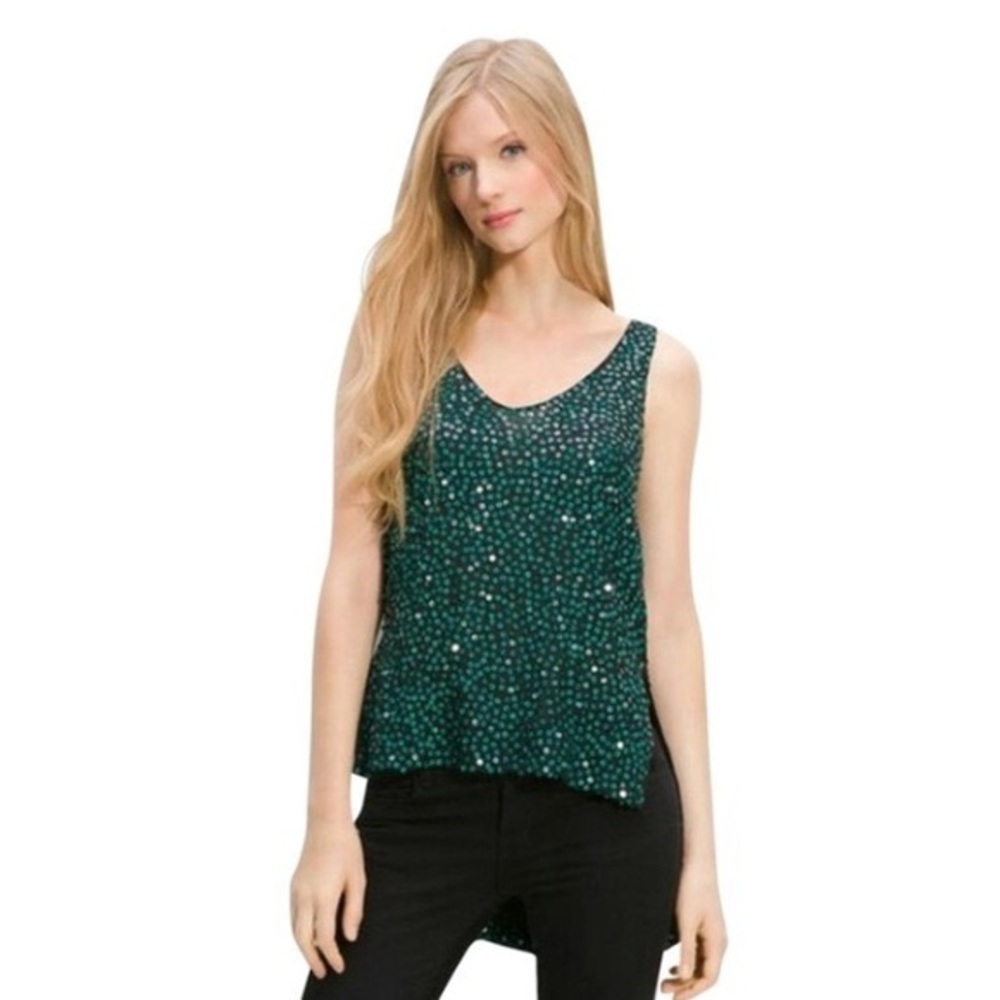 New Diane Von Furstenberg Emerald Sequin Top